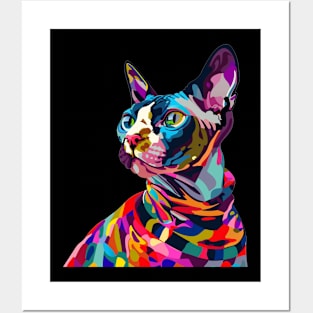 Sphynx Cat Painting Colorfull Pop Art Design For Cat Onwer Posters and Art